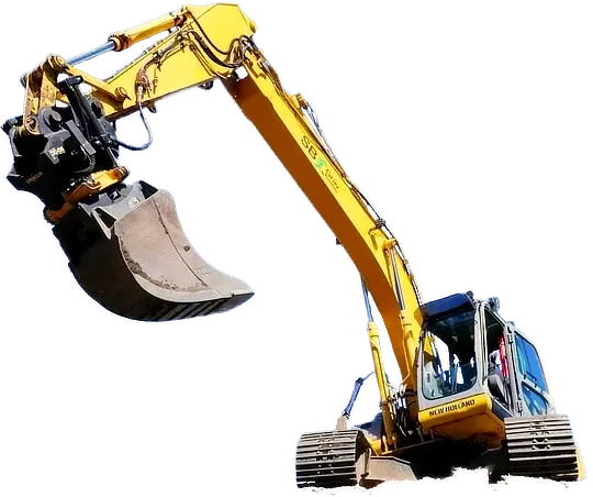 Grävmaskin med SB Gräv-logon på bommen.